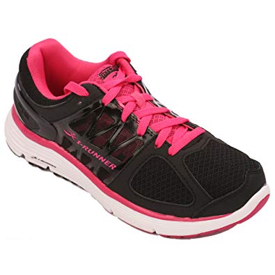 Hylan iRunner Sophia Women's Therapeutic Athletic Extra Depth Shoe Leather-and-Mesh Lace - Black and Pink -8.0 X-Wide (2E) Black/Pink Lace US Woman